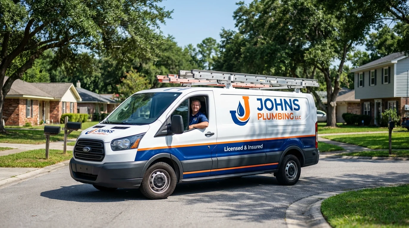 Johns Plumbing LLC service van in Sharpsburg, NC