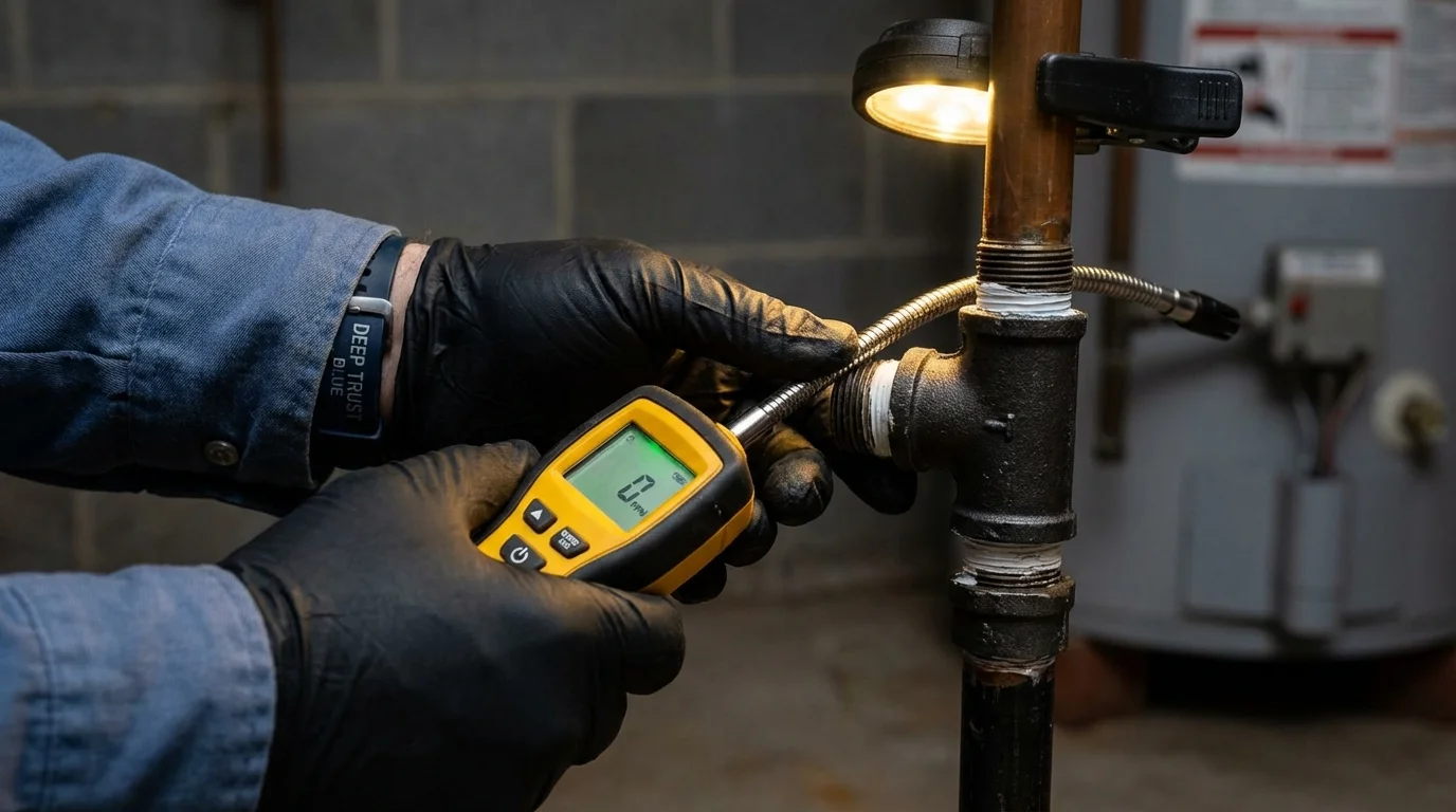 Gas leak detection with electronic sniffer by Johns Plumbing LLC in Sharpsburg