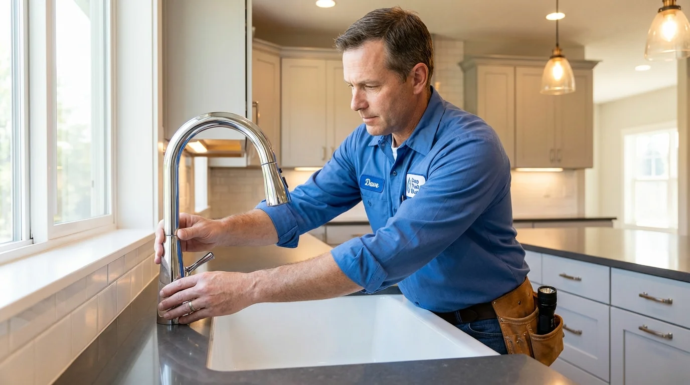 Kitchen faucet installation by Johns Plumbing LLC in Sharpsburg